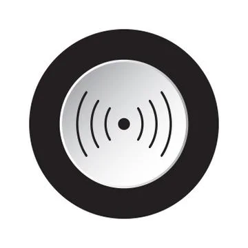 Round black, white button - sound, vibration icon Stock Illustration