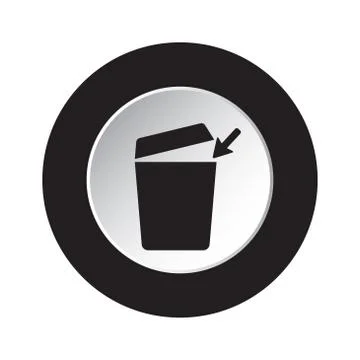 Round black, white button - trashcan, arrow icon Stock Illustration