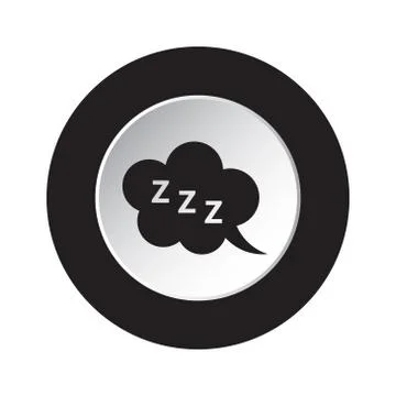 Round black, white button - ZZZ speech bubble icon Stock Illustration