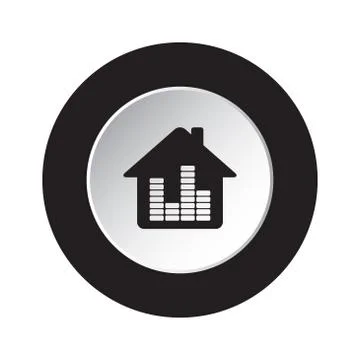 Round black,white button-house with equalizer icon Stock Illustration