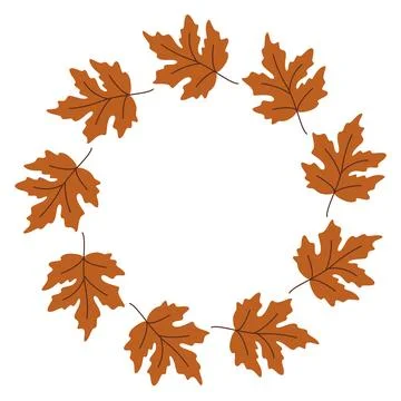 Round blank frame of orange maple leaves Stock Illustration