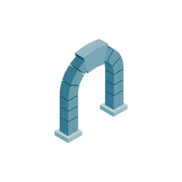 Round blue arch icon, isometric 3d style Stock Illustration