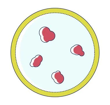 Round blue badge with red hearts. Simple love emblem with dashed border. Cute Stock Illustration
