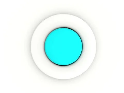 Round blue button isolated on white background. 3D icon round blue button ... Stock Photos