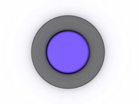 Round blue button isolated on white background. 3D icon round blue button ... Stock Photos