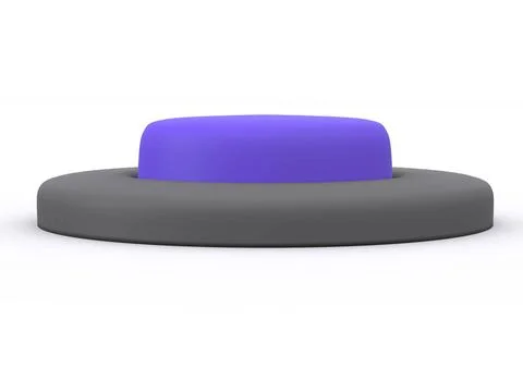 Round blue button isolated on white background. 3D icon round blue button ... Stock Photos