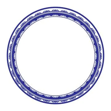 Round blue frame with floral pattern. Vector illustration. Isolated  스톡 일러스트