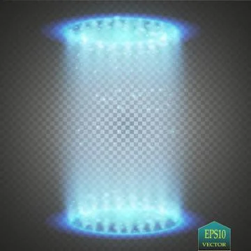 Round blue glow rays night scene with sparks on transparent background. Empty Stock Illustration