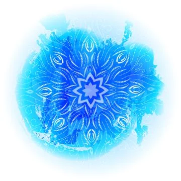 Round blue gradient mandala on white background. Vector boho mandala as Stock Illustration