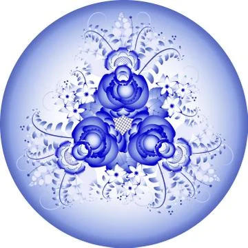 Round blue Gzhel Stock Illustration