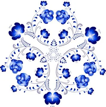 Round blue Gzhel Stock Illustration