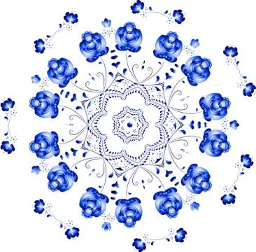 Round blue Gzhel Stock Illustration