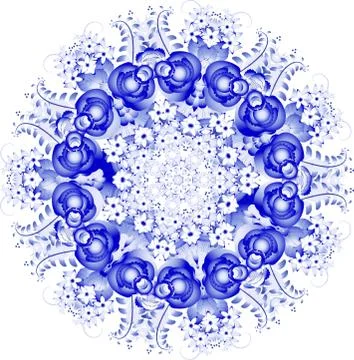 Round blue Gzhel Illustrazione stock