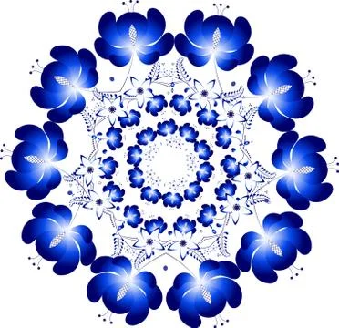 Round blue Gzhel Illustrazione stock