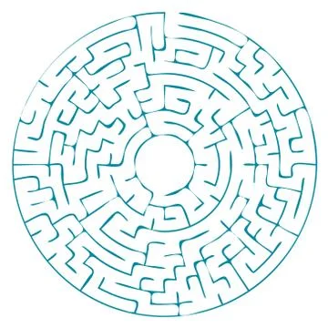 Round blue labyrinth without a solution. vector illustration. Illustrazione stock