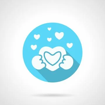 Round blue love confession flat vector icon Stock Illustration