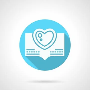 Round blue love greeting flat vector icon Stock Illustration