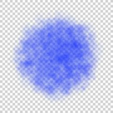 Round blue smoke cloud on transparent background with soft edges Stock Illustration