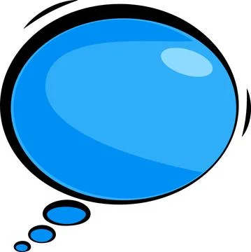 A round, blue speech bubble. A thinking balloon talks Stock Illustration
