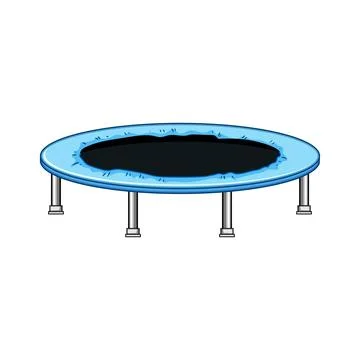 Round blue trampoline for bouncing and outdoor play Stock Illustration