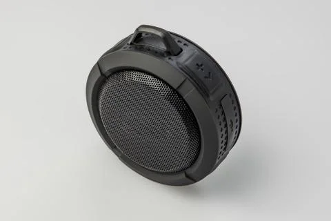 Round Bluetooth speaker on white background isolate Stock Photos