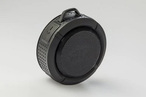 Round Bluetooth speaker on white background isolate Stock Photos