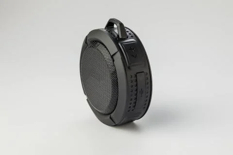 Round Bluetooth speaker on white background isolate Stock Photos