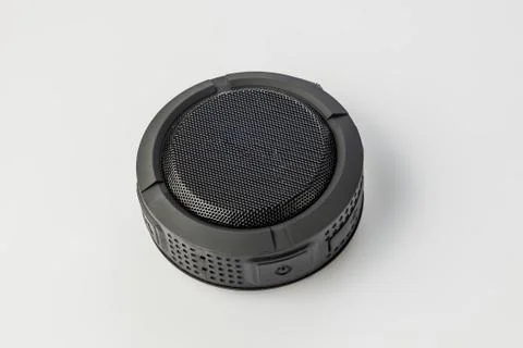 Round Bluetooth speaker on white background isolate Stock Photos