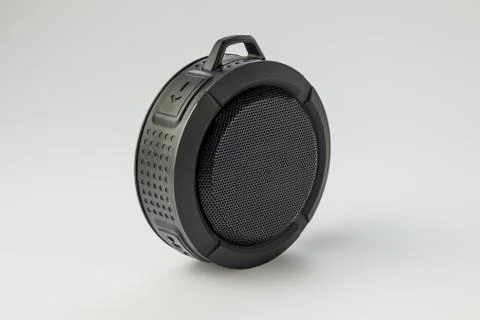 Round Bluetooth speaker on white background isolate Stock Photos