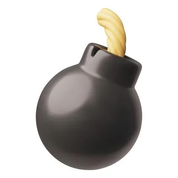 Round bomb 3D plastic style vector icon, cartoon explosive detonator weapon Stock Illustration