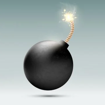 Round bomb with a burning wick Stock Illustration