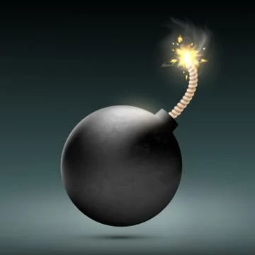 Round bomb with a burning wick Stockillustratie
