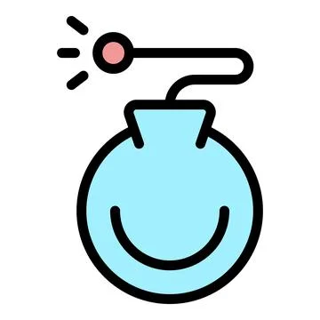 Round bomb exploding with lit fuse and smiling face Illustrazione stock