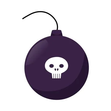 Round bomb with skull flat vector icon, explosive detonator, cartoon dynamite Stock Illustration