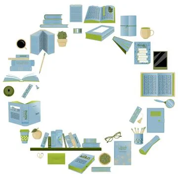 Round Book frame Stock Illustration