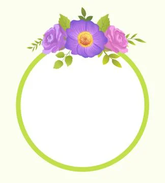 Round Border Blooming Springtime Flowers Vector Illustrazione stock