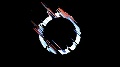 Round border frame with glitch effect. Glowing abstraction VFX 4k. Stock Footage 124893970