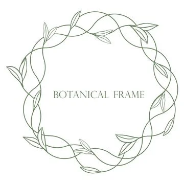 Round botanical foliage frame vector illustration. Stock Illustration
