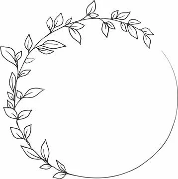 Round botanical frame. Circular wreath. Letter O with green branches. Floral  Stock Illustration