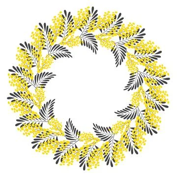 Round botanical frame with space for text. Template for wedding invitation .. Stock Illustration