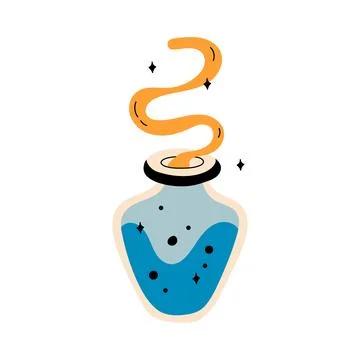 Round bottle with potion. Stock Illustration