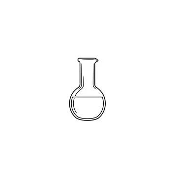Round bottom boiling flask icon for laboratory chemistry studies Stock Illustration