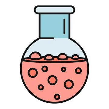 Round bottom flask with bubbling red liquid Stock Illustration