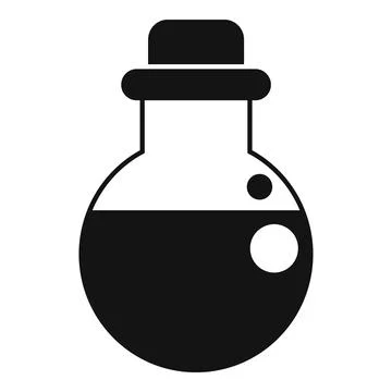 Round bottom flask containing bubbling chemical solution Stock Illustration