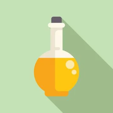 Round bottom flask containing yellow liquid chemical for a science experiment Stock Illustration