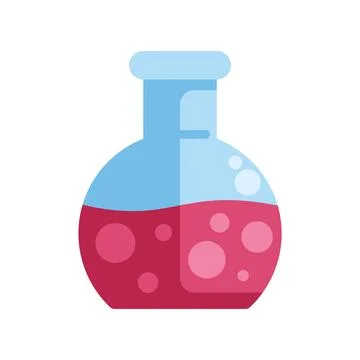 Round bottom flask holding red bubbling liquid Stock Illustration