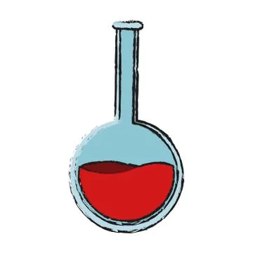 Round bottom flask with red liquid icon image Stock Illustration