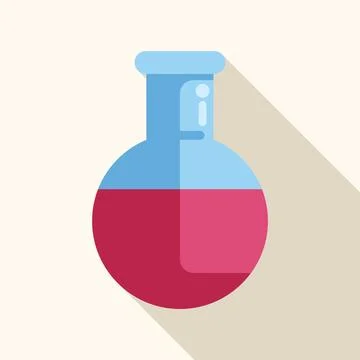 Round bottom flask with red liquid experimenting Stock Illustration