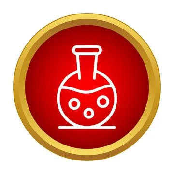 Round bottom flask with red liquid chemistry icon Stock Illustration