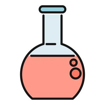 Round bottom flask with red liquid and bubbles Stock Illustration